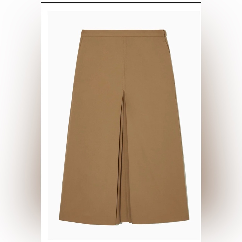 Pleated Wool Midi Skirt